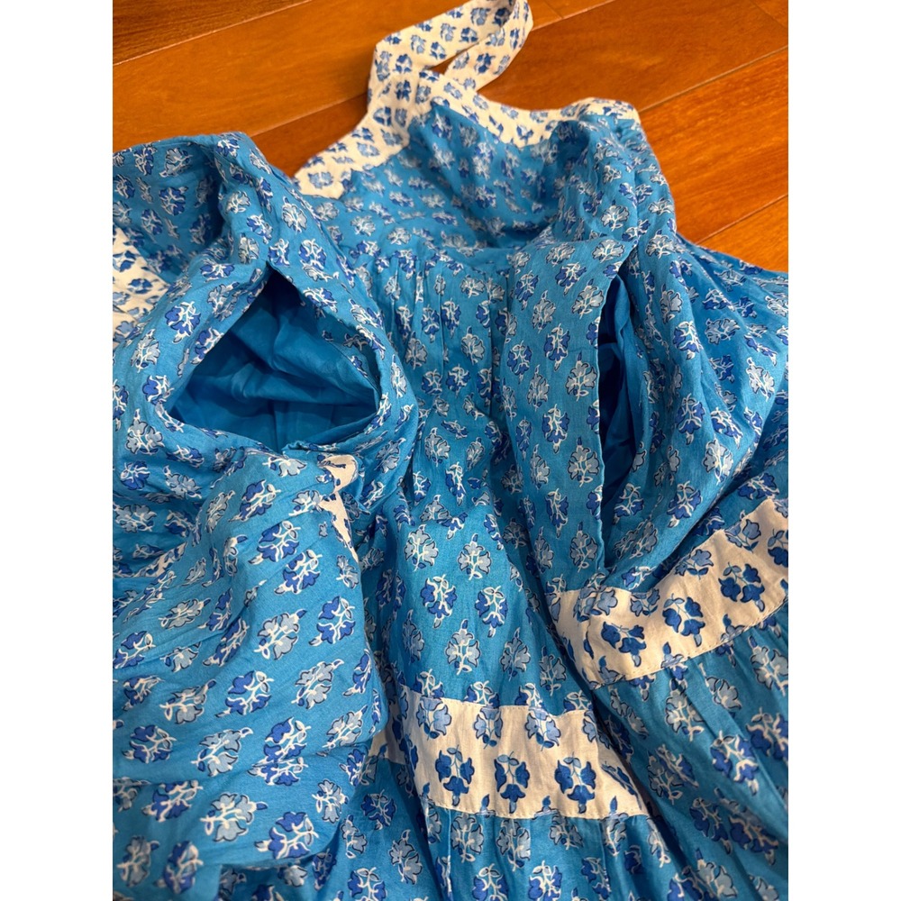 NWT J Crew Blue White Print Smocked Tiered Midi Dress Size 20 - Picture 12 of 12